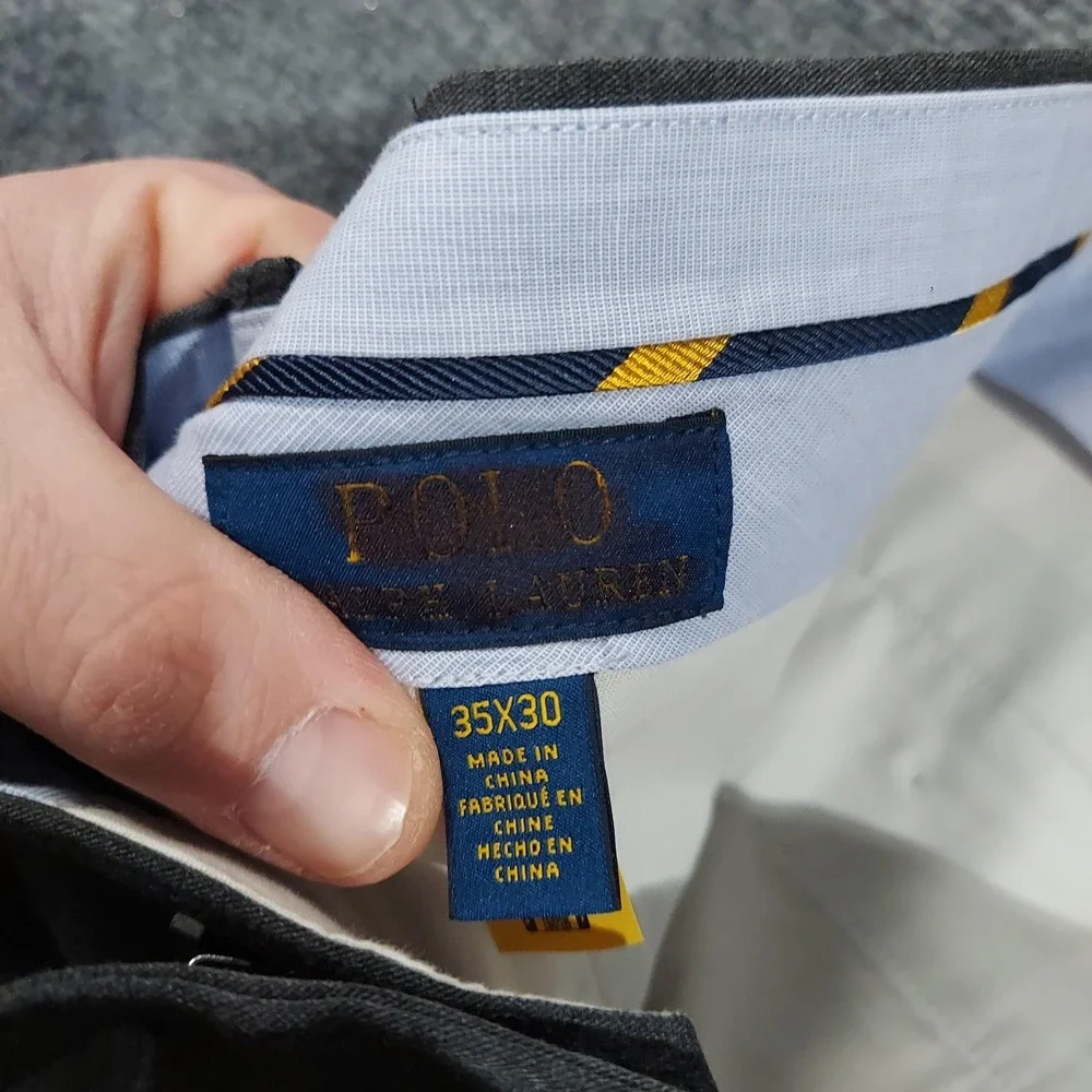 Polo Ralph Lauren Suit Pants Mens 35x30 Gray Stretch Wool‎ Blend Dress Formal